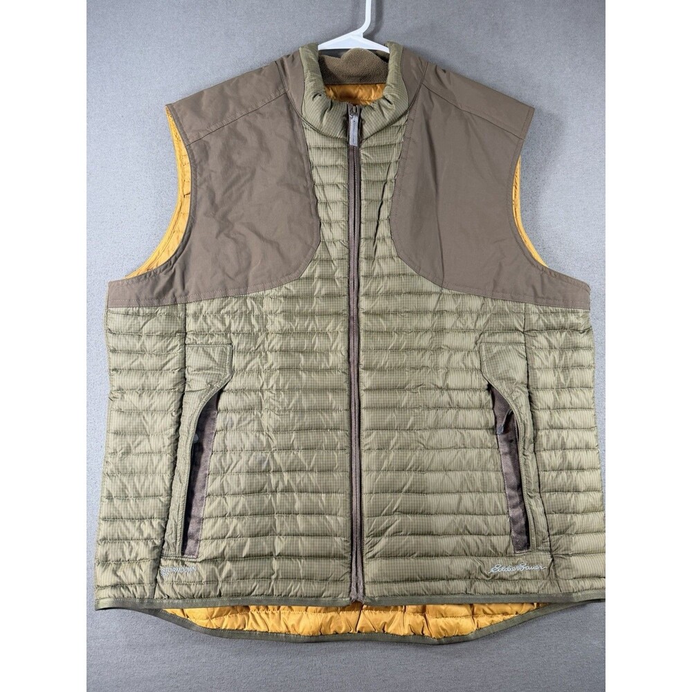 Eddie Bauer Field Vest Mens XL Brown Sport Shop MicroTherm StormDown Goose Down